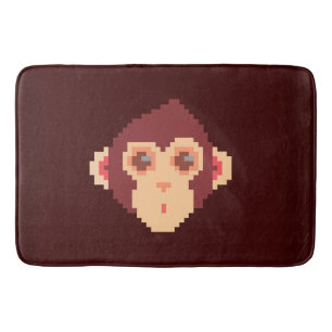 Cute pixeled monkey face notebook HP laptop skin Bath Mat