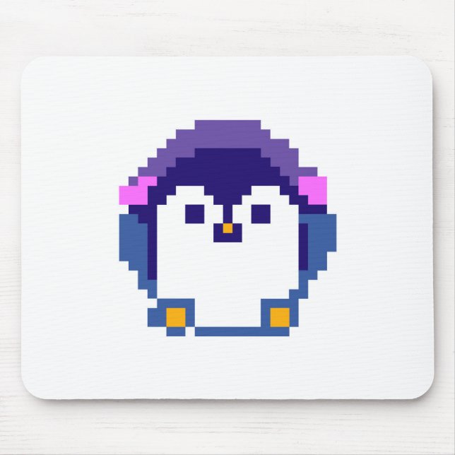 Cute pixeled penguin baby mouse pad (Front)
