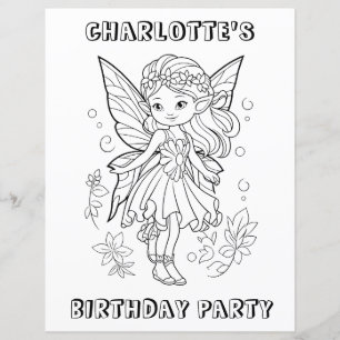 Cute pixie fairy birthday party colouring activity