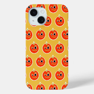 Cute pixled orange monster face  iPhone 15 case