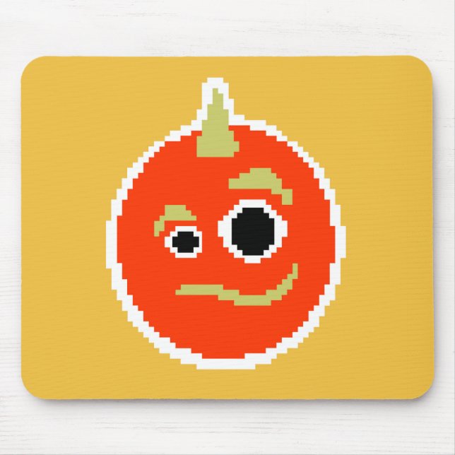 Cute pixled orange monster face  mouse pad (Front)