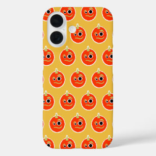 Cute pixled orange monster face throw pillow iPhone 16 case