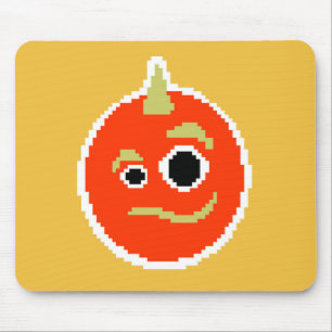 Cute pixled orange monster face throw pillow mouse pad