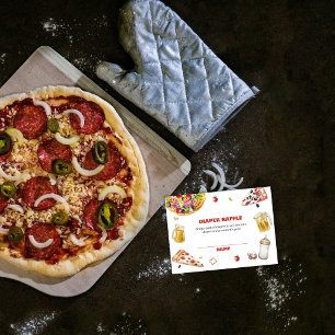 Cute Pizza Beer Pacifier Diaper Raffle Baby Shower Enclosure Card