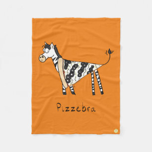Cute Pizza Funny Zebra Kids Cartoon Fleece Blanket