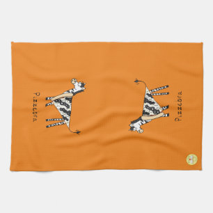 Cute Pizza Funny Zebra Kids Cartoon Tea Towel