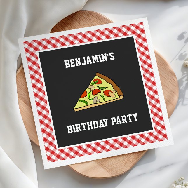 Cute Pizza Kids Birthday Party Paper Napkin (Creator Uploaded)