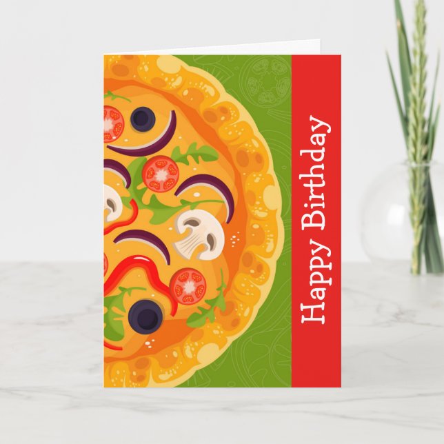Cute pizza lover colourful food birthday card (Front)