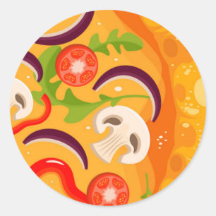 Cute pizza lover colourful food classic round sticker