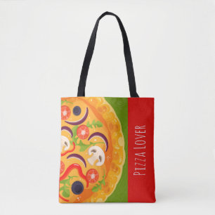 Cute pizza lover colourful food tote bag