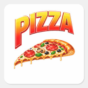 Cute Pizza Lover Illustration For Pizza Night Square Sticker