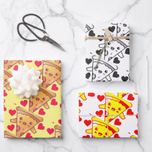 cute pizza lovers valentine's day  wrapping paper sheet