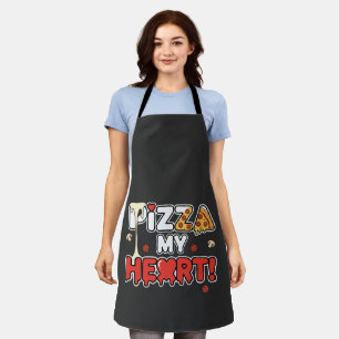Cute Pizza My Heart Funny Foodie Pun for Pizza  Apron
