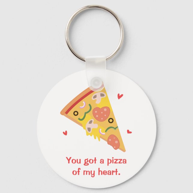 Cute Pizza of my Heart Pun Love Humour Key Ring (Front)