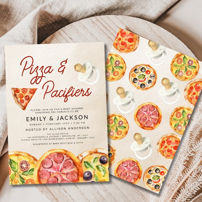 Cute Pizza & Pacifiers Baby Shower Invitation (Creator Uploaded)
