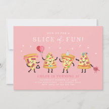 Cute Pizza Party Birthday Invite, Slice of Fun