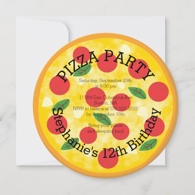 Cute Pizza Party Birthday Party Invitation (Front)