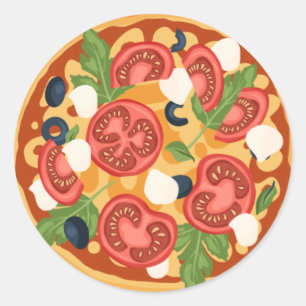 Cute pizza party lovers classic round sticker