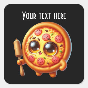 Cute pizza party lovers  square sticker