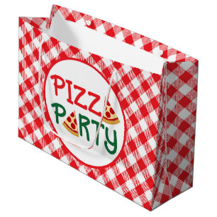 Cute pizza party words large gift bag