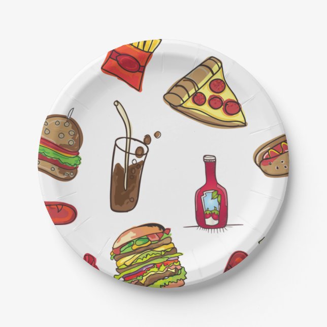 Cute Pizza Printed Artisan Paper Plate for Party (Front)