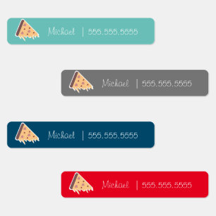 Cute Pizza School Class Lunch Name Number Labels