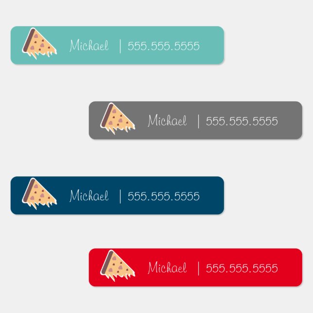 Cute Pizza School Class Lunch Name Number Labels (Group)