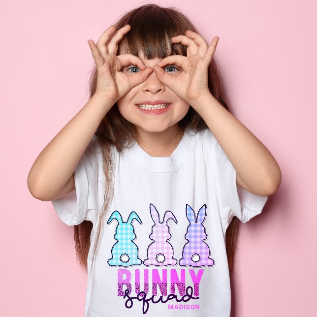 Cute Plaid Bunny Squad Rabbit Personalised T-Shirt (Creator Uploaded)