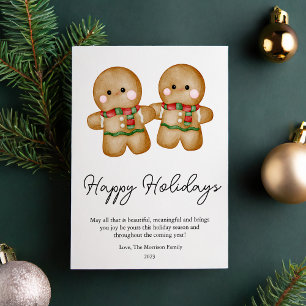 Cute Plaid Gingerbread Christmas Flat  Holiday Card