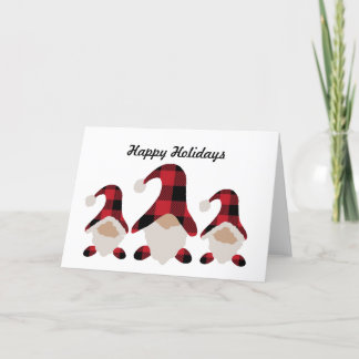 Cute Plaid Gnome Holiday Christmas Card