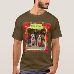 Cute Plaid Jack Russell Terrier Puppies Christmas T-Shirt