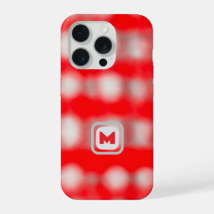 Cute plaid red white grey monogram Christmas  iPhone 15 Pro Case