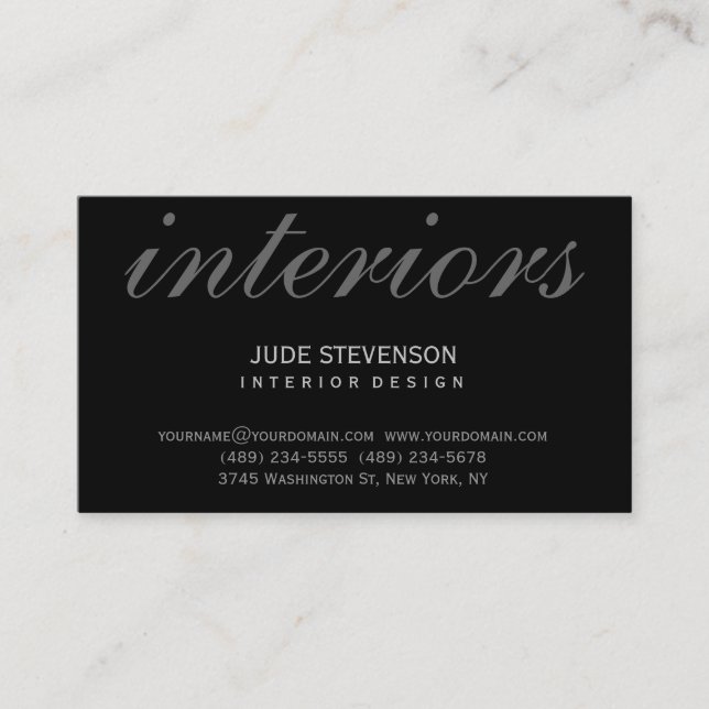 Cute Plain Interior Designer Business Card (Front)
