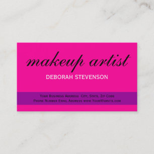 Cute Plain Pink Purple Makeup Artist Business Card