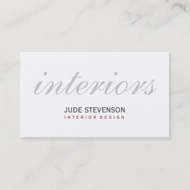 Cute Plain White Interior Designer Business Card (Front)