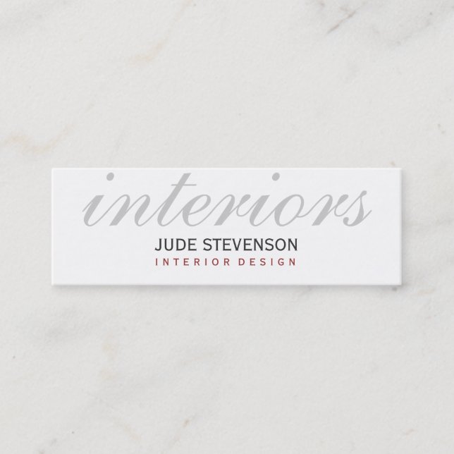 Cute Plain White Interior Designer Business Card (Front)
