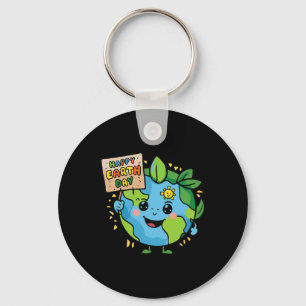 Cute Planet Earth Saying Happy Earth Day 3 Key Ring