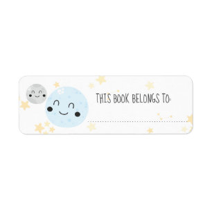 Cute Planet Moon & Stars This Book Belongs To