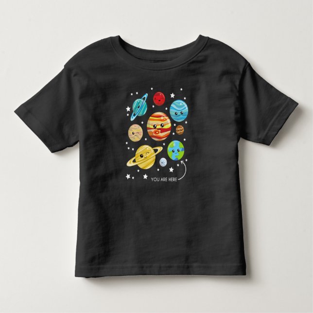 Cute Planets, Kawaii Planets, Space, Cosmos, Stars Toddler T-Shirt (Front)
