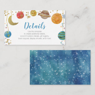 Cute Planets Outer Space Baby Shower Gold Glitter Enclosure Card