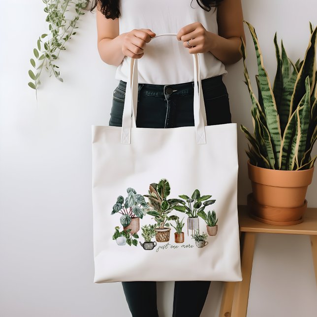 Cute Plant Lover Botanical Just One More Plant Tote Bag (Creator Uploaded)