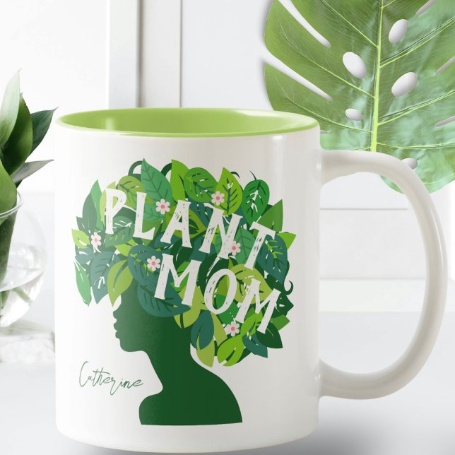 Cute Plant Mum Personalised Plant Lover Two-Tone  Two-Tone Coffee Mug (Creator Uploaded)