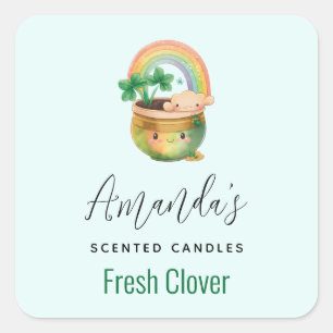 Cute Planter with Rainbow & Clover Candle Biz Square Sticker