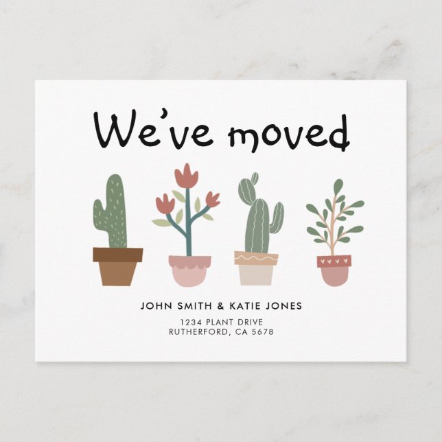 CUTE PLANTS MOVING ANNOUNCEMENT POSTCARD (Front)