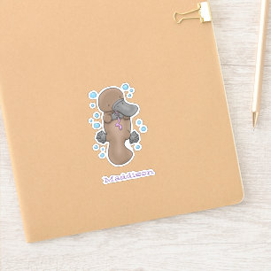 Cute platypus baby swimming cartoon illustration