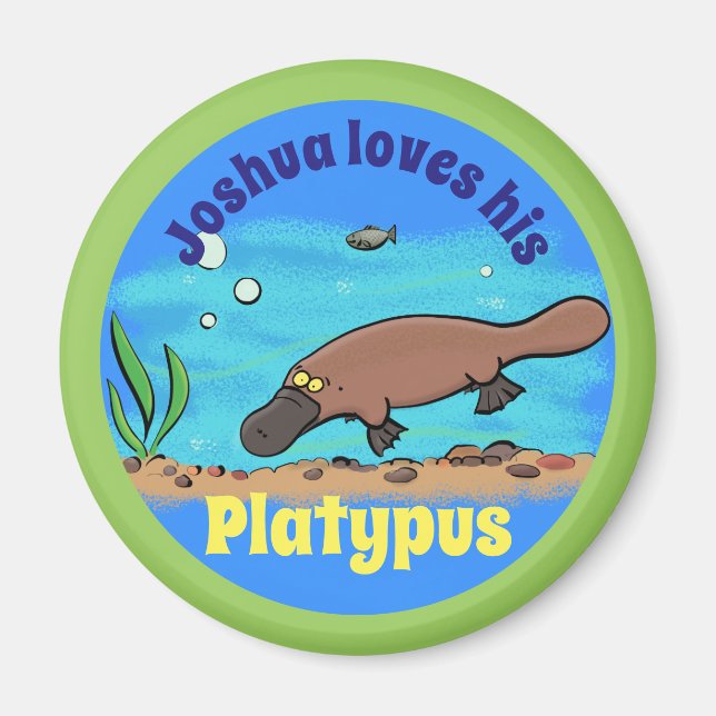 Cute platypus cartoon design magnet (Front)