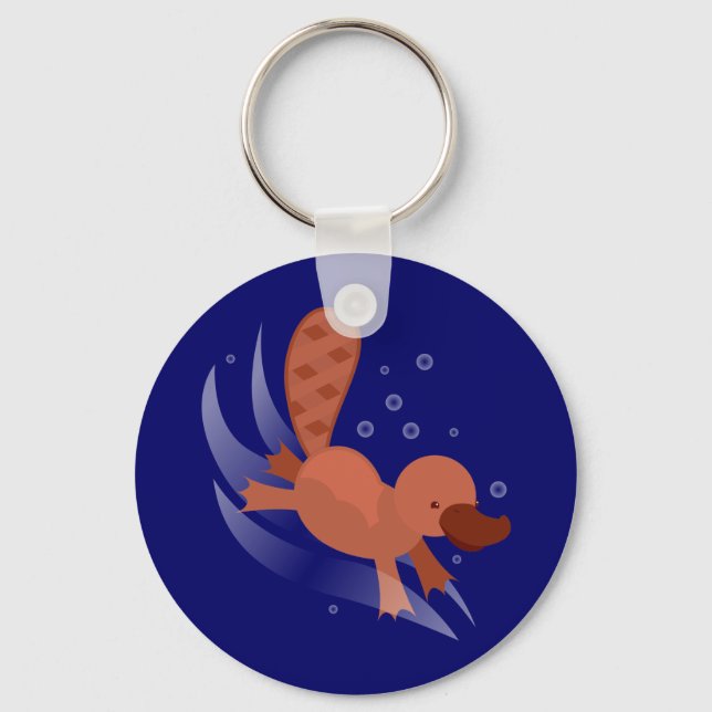 cute Platypus diving Key Ring (Front)
