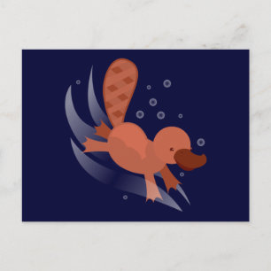 cute Platypus diving Postcard