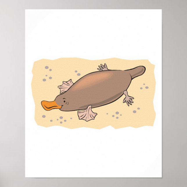 cute platypus in the sand poster (Front)