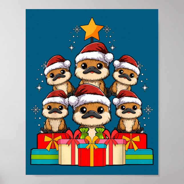 Cute Platypus Le Christmas Tree Xmas Hat  Poster (Front)